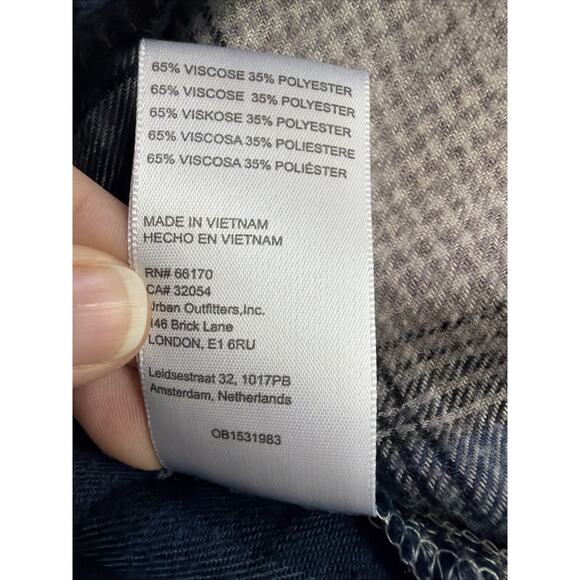 BDG blue plaid cropped flannel shirt oversized streetwear y2k bohemian medium - Picture 12 of 14